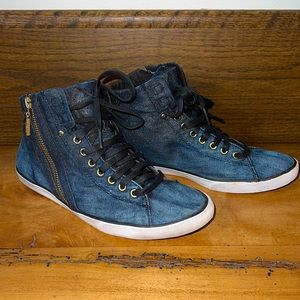 Diesel Jean material sneakers with zip up detail